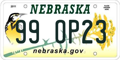 NE license plate 99OP23