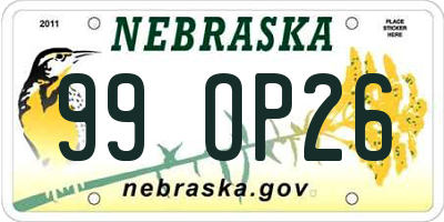 NE license plate 99OP26