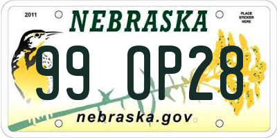 NE license plate 99OP28