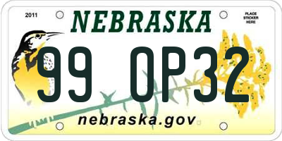 NE license plate 99OP32