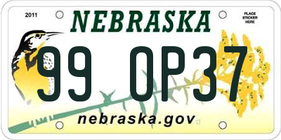 NE license plate 99OP37