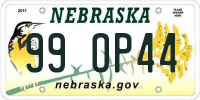 NE license plate 99OP44