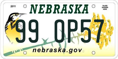 NE license plate 99OP57