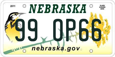 NE license plate 99OP66