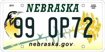 NE license plate 99OP72