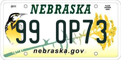 NE license plate 99OP73