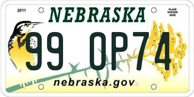 NE license plate 99OP74