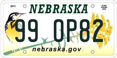 NE license plate 99OP82