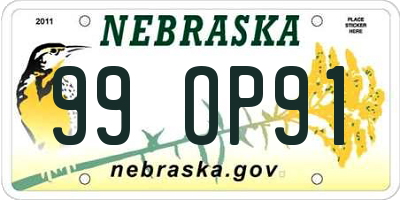 NE license plate 99OP91