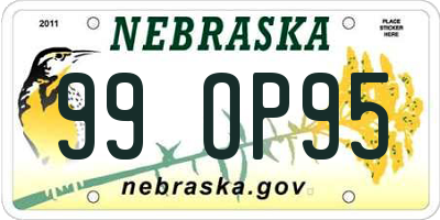 NE license plate 99OP95