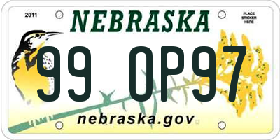 NE license plate 99OP97