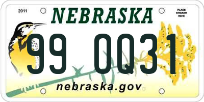 NE license plate 99OQ31