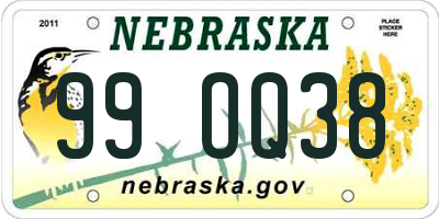 NE license plate 99OQ38