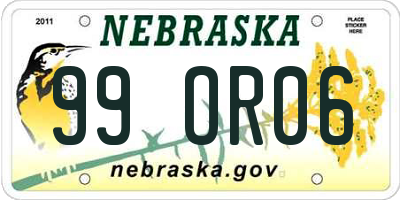 NE license plate 99OR06