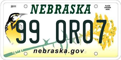 NE license plate 99OR07