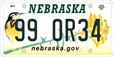 NE license plate 99OR34