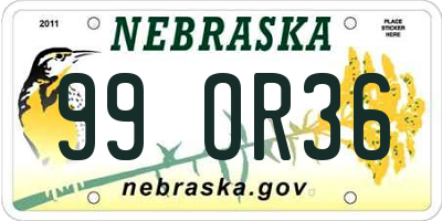 NE license plate 99OR36