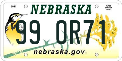 NE license plate 99OR71