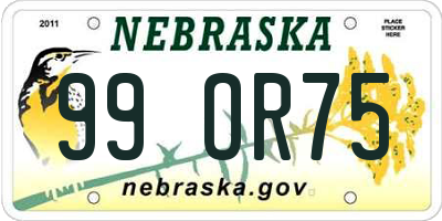 NE license plate 99OR75