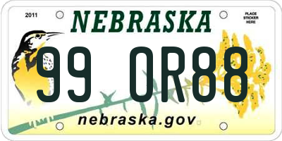 NE license plate 99OR88