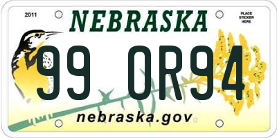 NE license plate 99OR94