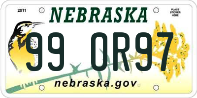 NE license plate 99OR97