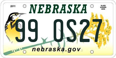 NE license plate 99OS27