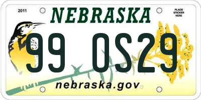 NE license plate 99OS29