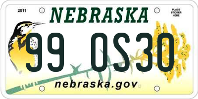 NE license plate 99OS30