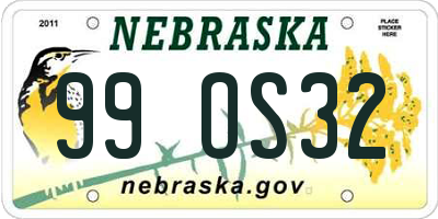 NE license plate 99OS32