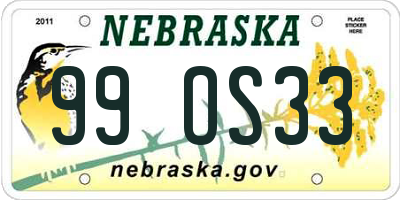 NE license plate 99OS33