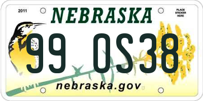 NE license plate 99OS38