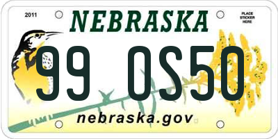 NE license plate 99OS50