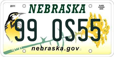 NE license plate 99OS55