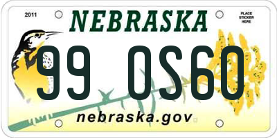 NE license plate 99OS60