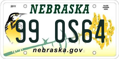 NE license plate 99OS64