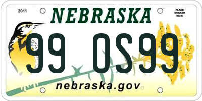 NE license plate 99OS99