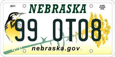 NE license plate 99OT08