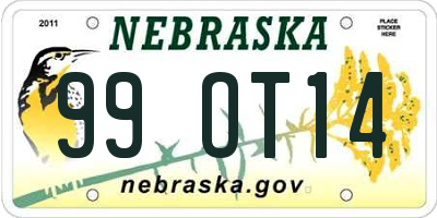 NE license plate 99OT14