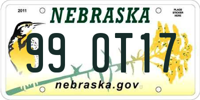 NE license plate 99OT17