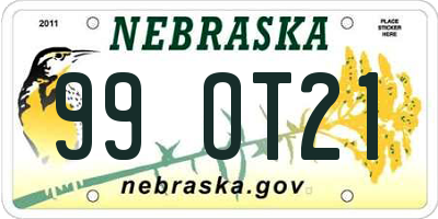 NE license plate 99OT21