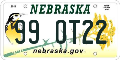 NE license plate 99OT22