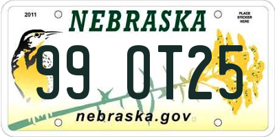 NE license plate 99OT25