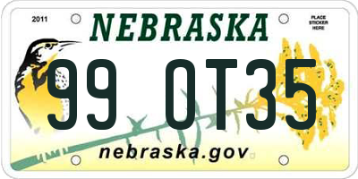 NE license plate 99OT35