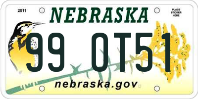 NE license plate 99OT51