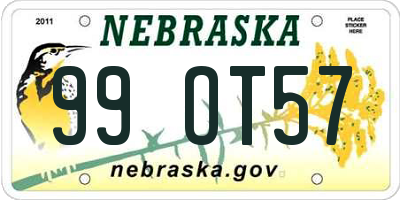 NE license plate 99OT57