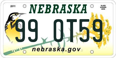 NE license plate 99OT59