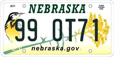 NE license plate 99OT71