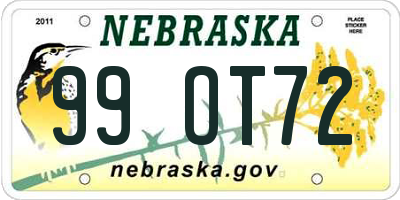 NE license plate 99OT72