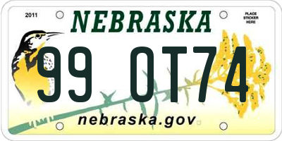 NE license plate 99OT74